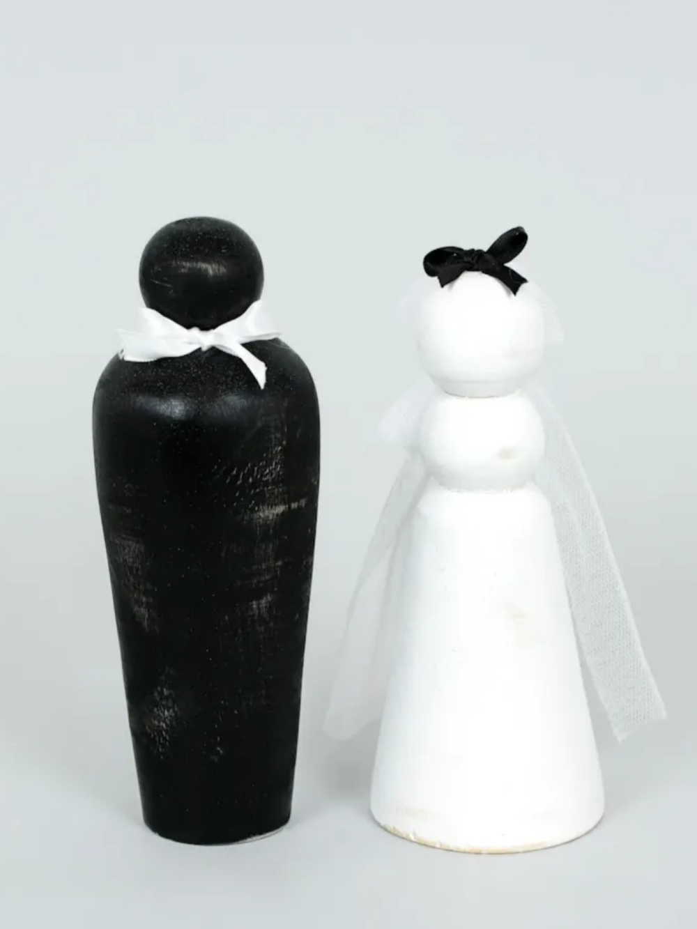 Adams & Co Black and White Wood Chunky Style Wedding Cake Topper NEW
